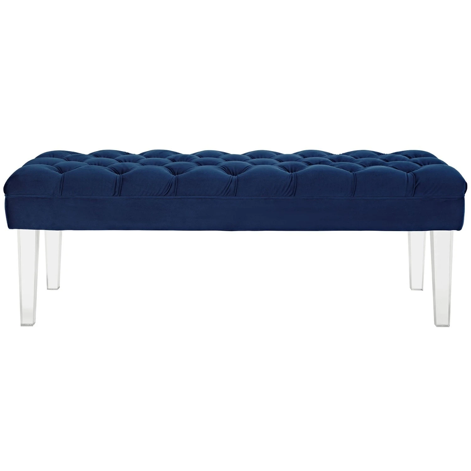 Other Bench In Navy Velvet Fabric W Clear Acrylic Legs - Image 4