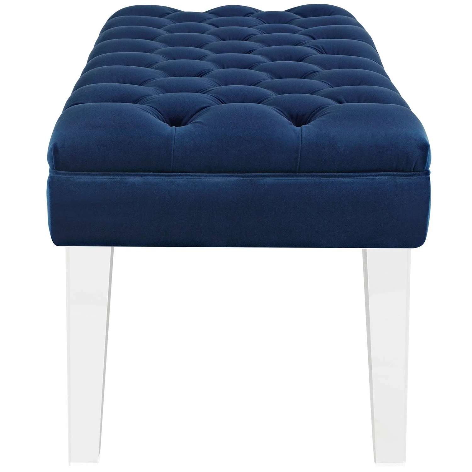 Other Bench In Navy Velvet Fabric W Clear Acrylic Legs - Image 5
