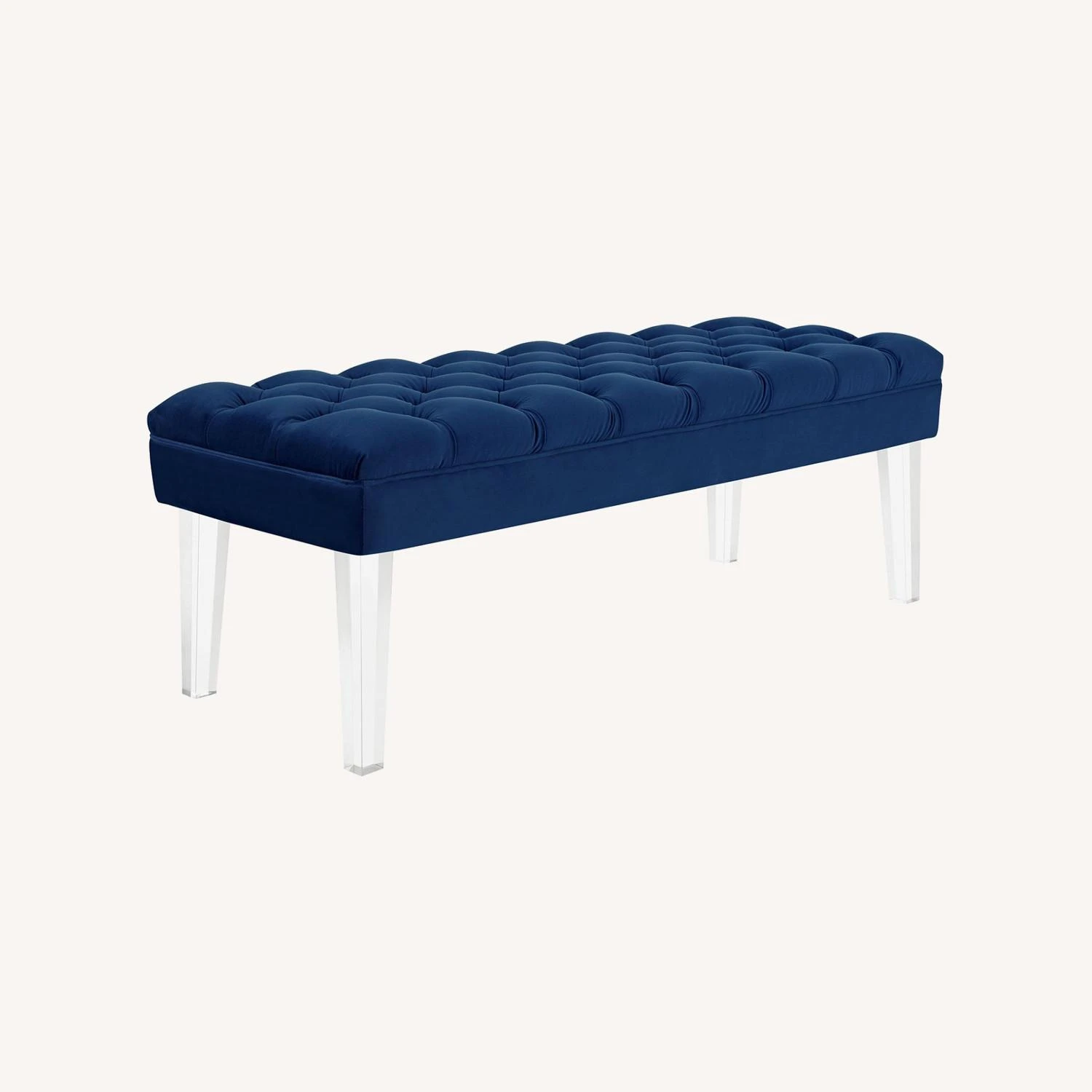 Other Bench In Navy Velvet Fabric W Clear Acrylic Legs - Image 7