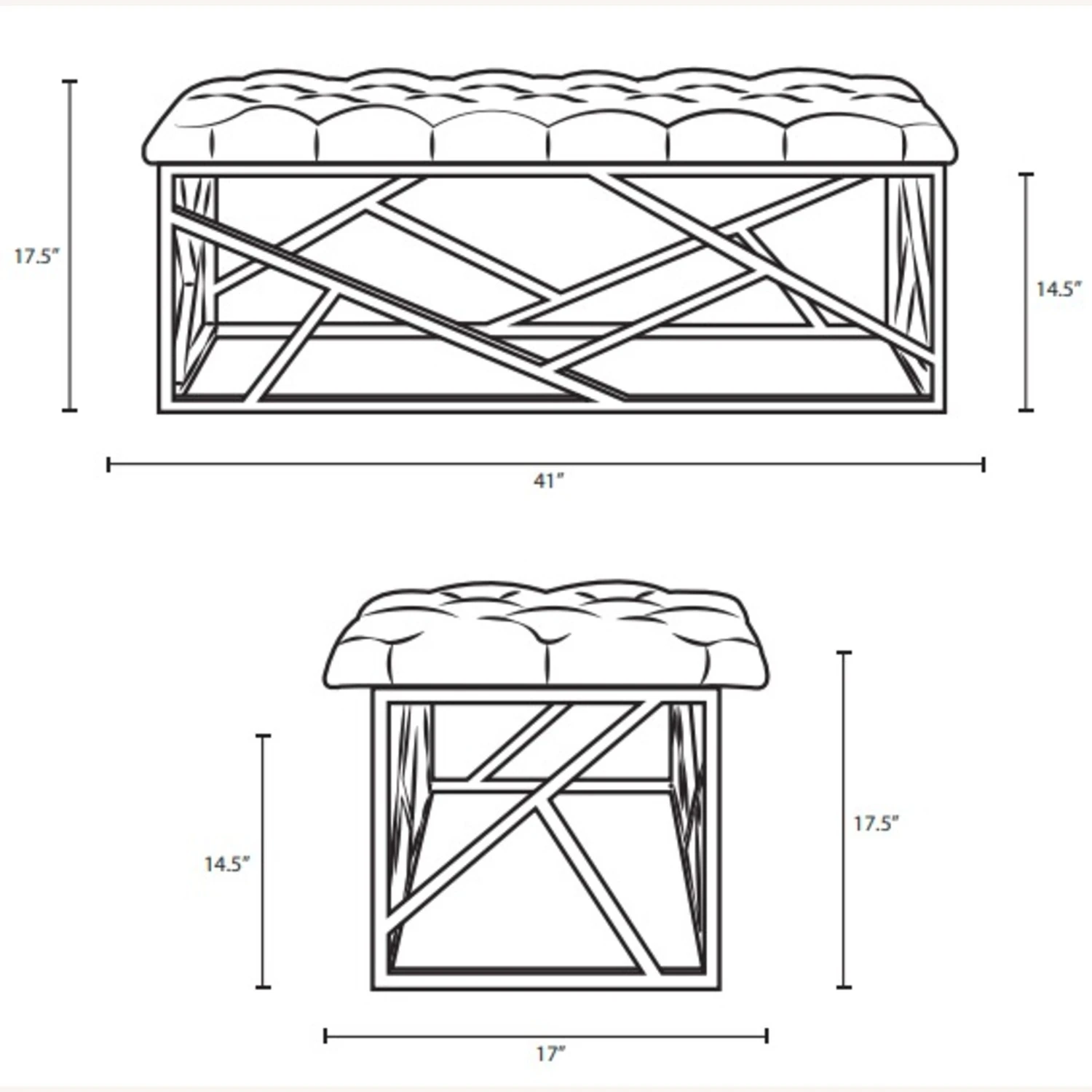Other Bench In Tufted Black Velvet Polyester Fabric - Image 2