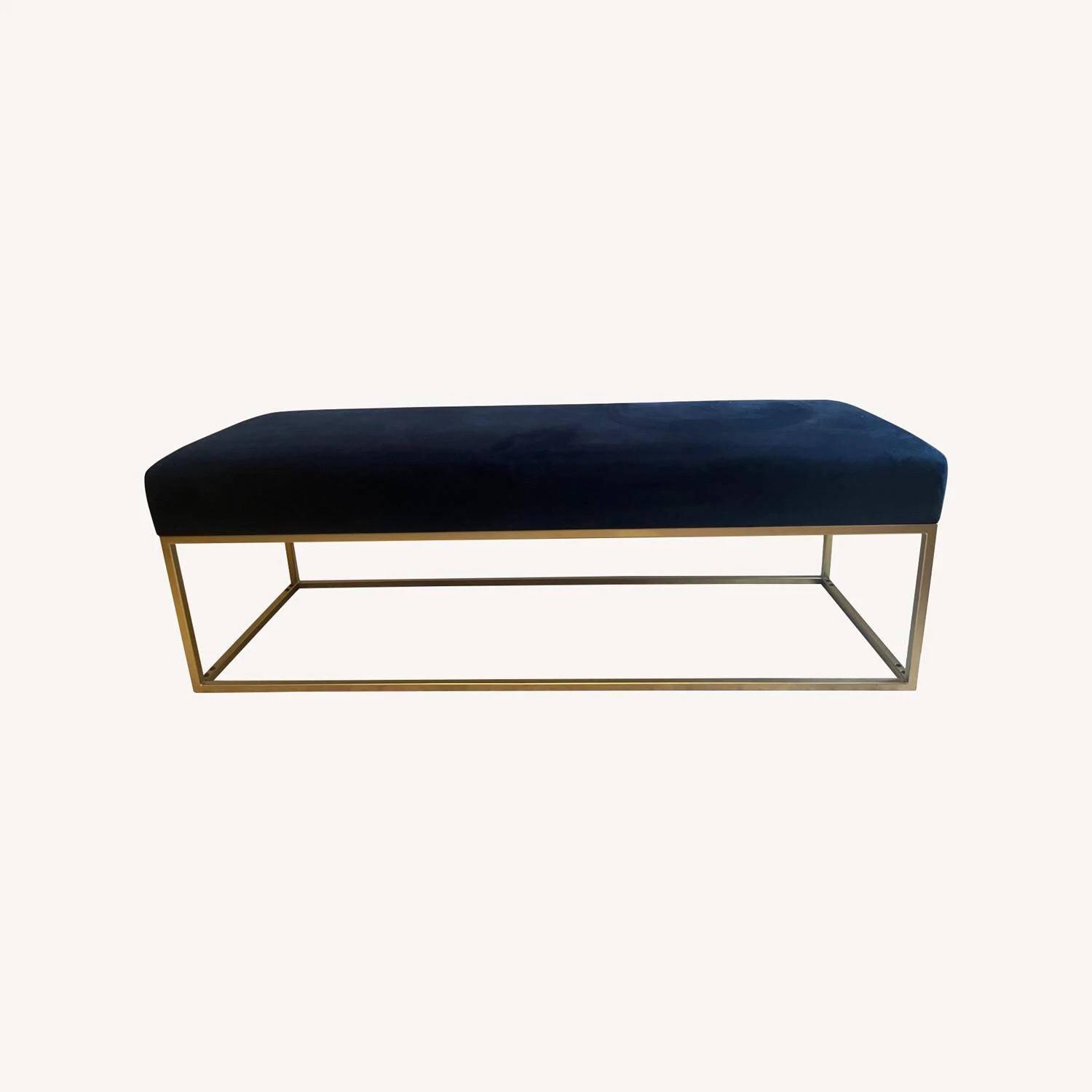 West Elm Ink Blue Performance Velvet Bench - Image 3