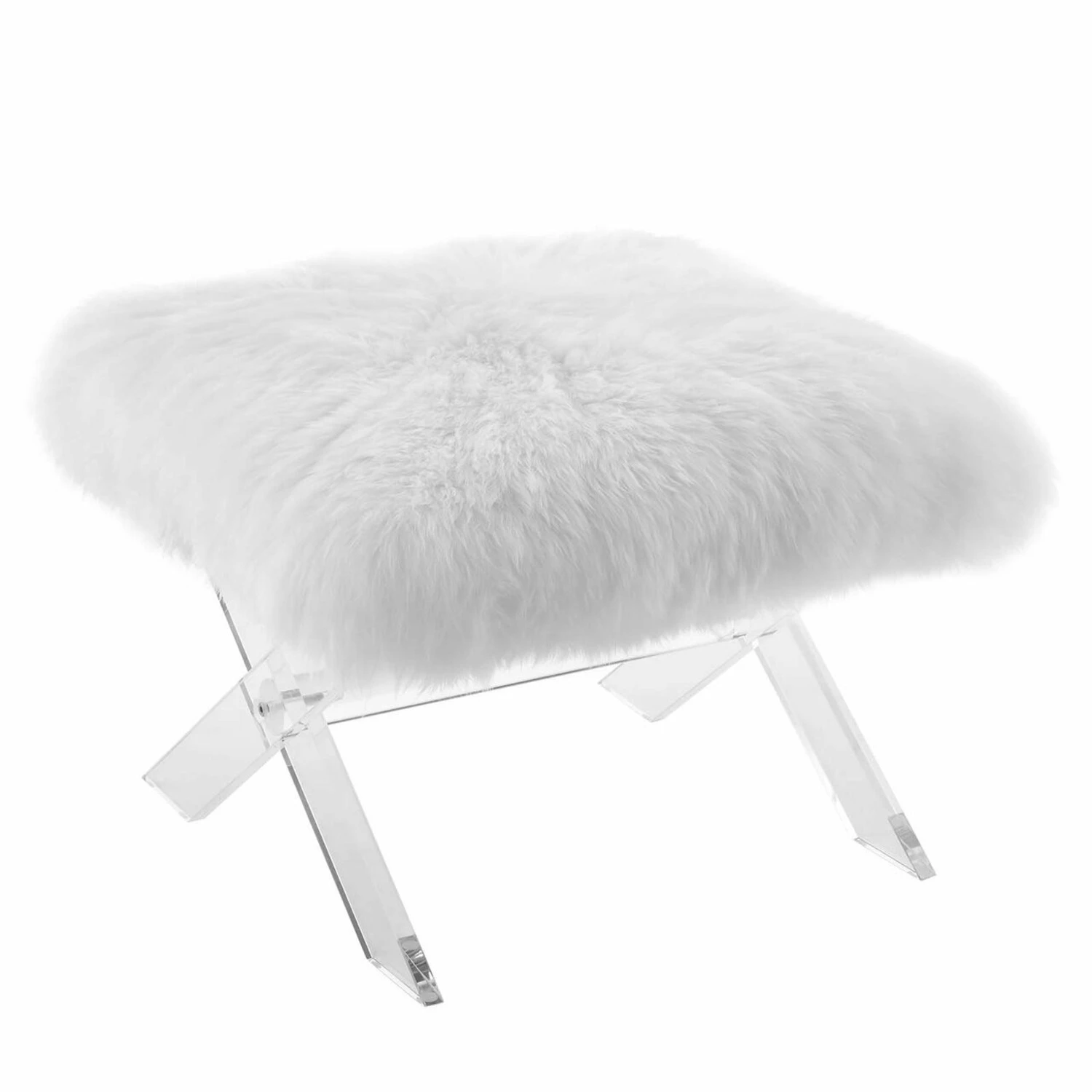 Other Bench In White Sheepskin W/ Acrylic Base