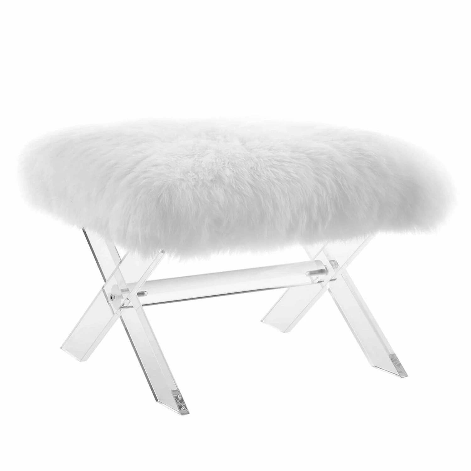 Other Bench In White Sheepskin W/ Acrylic Base - Image 2