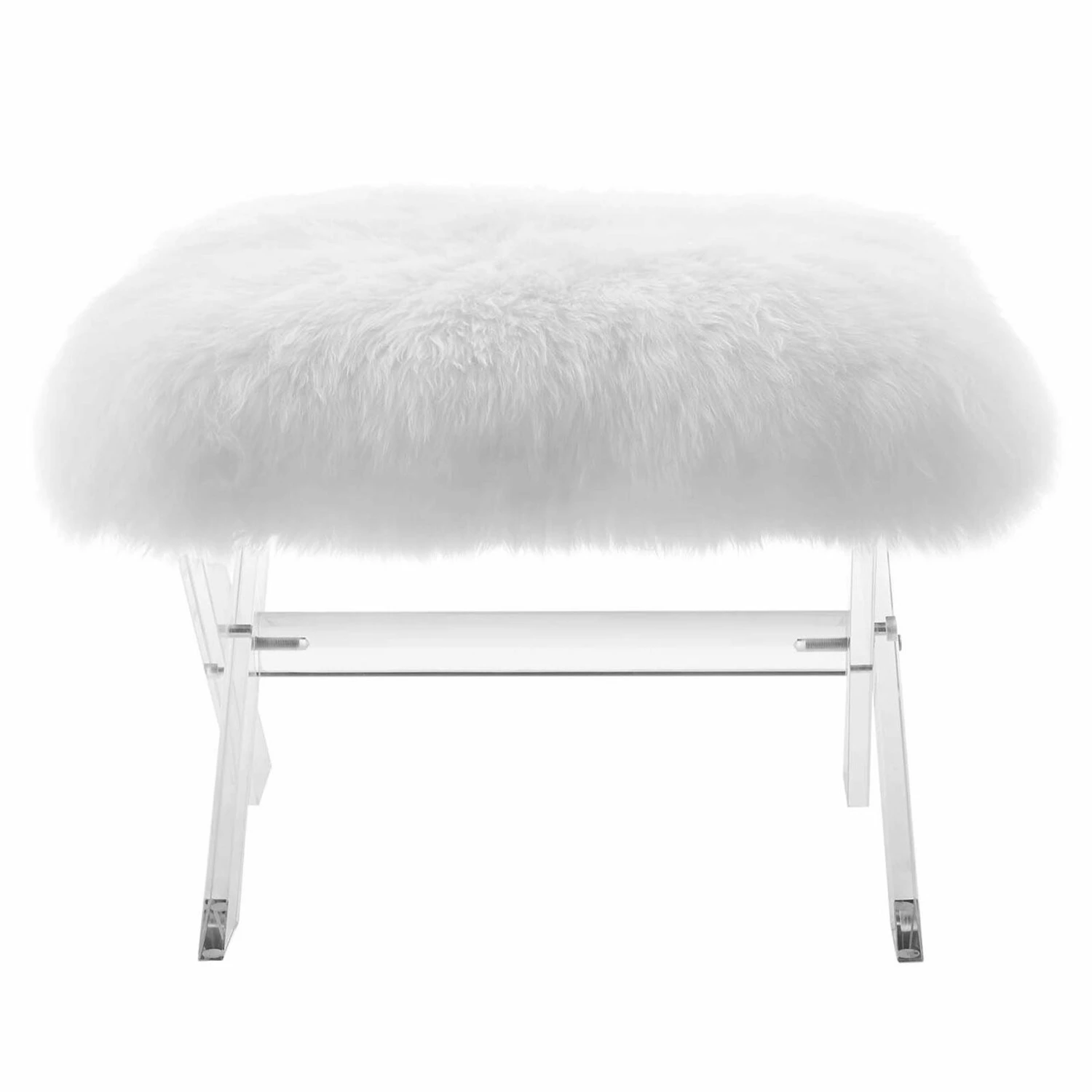 Other Bench In White Sheepskin W/ Acrylic Base - Image 4