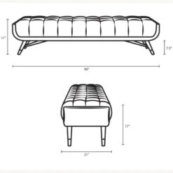 Other Bench In Ivory Velvet Fabric W/ Black Legs