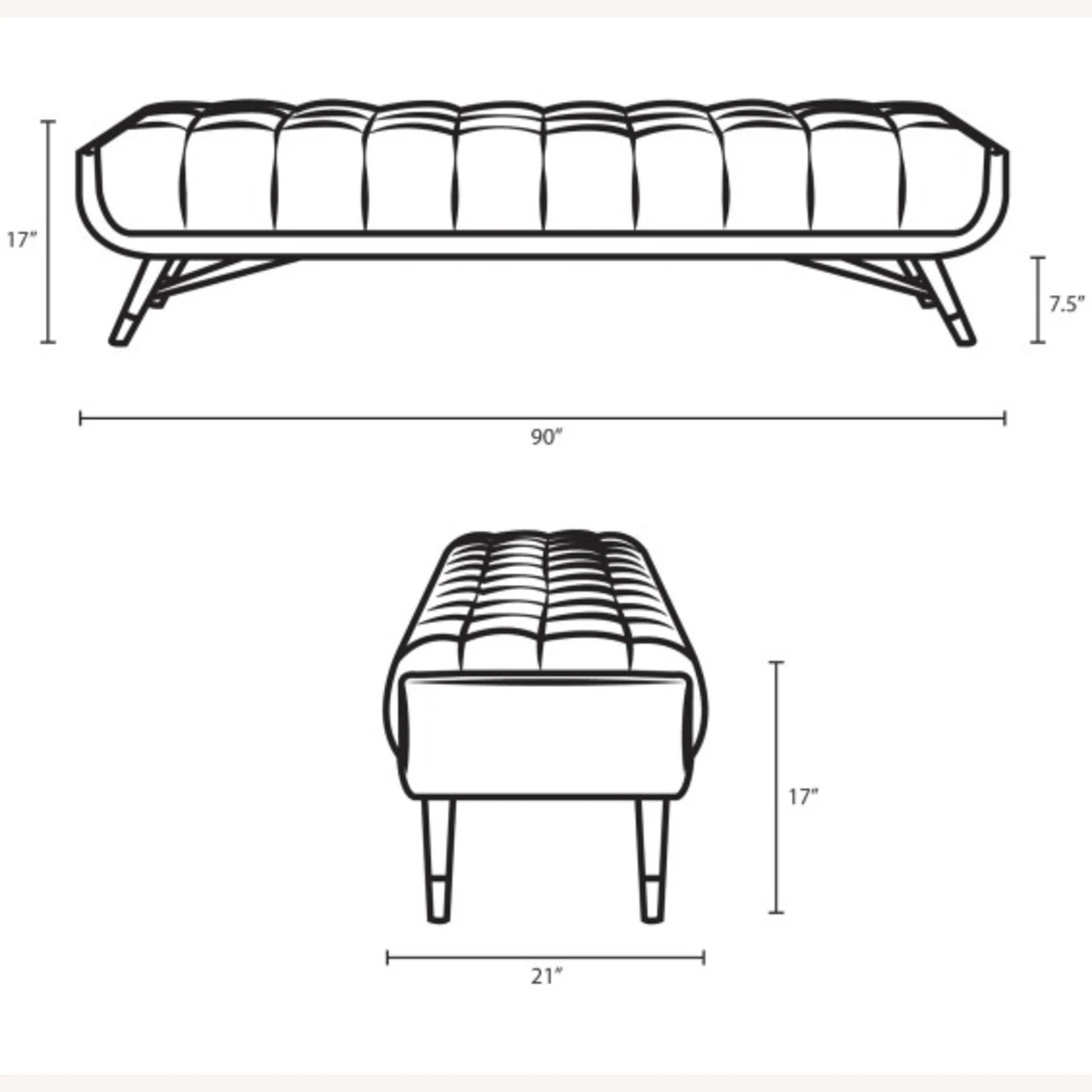 Other Bench In Ivory Velvet Fabric W/ Black Legs