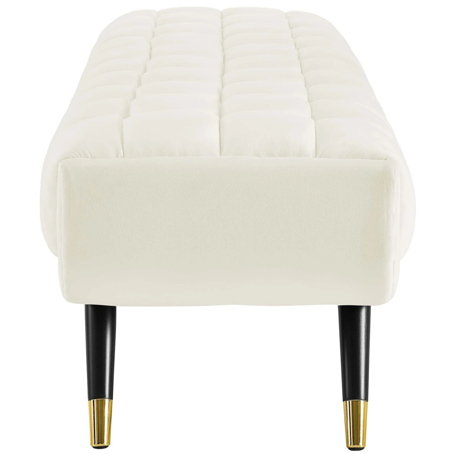Other Bench In Ivory Velvet Fabric W/ Black Legs - Image 5