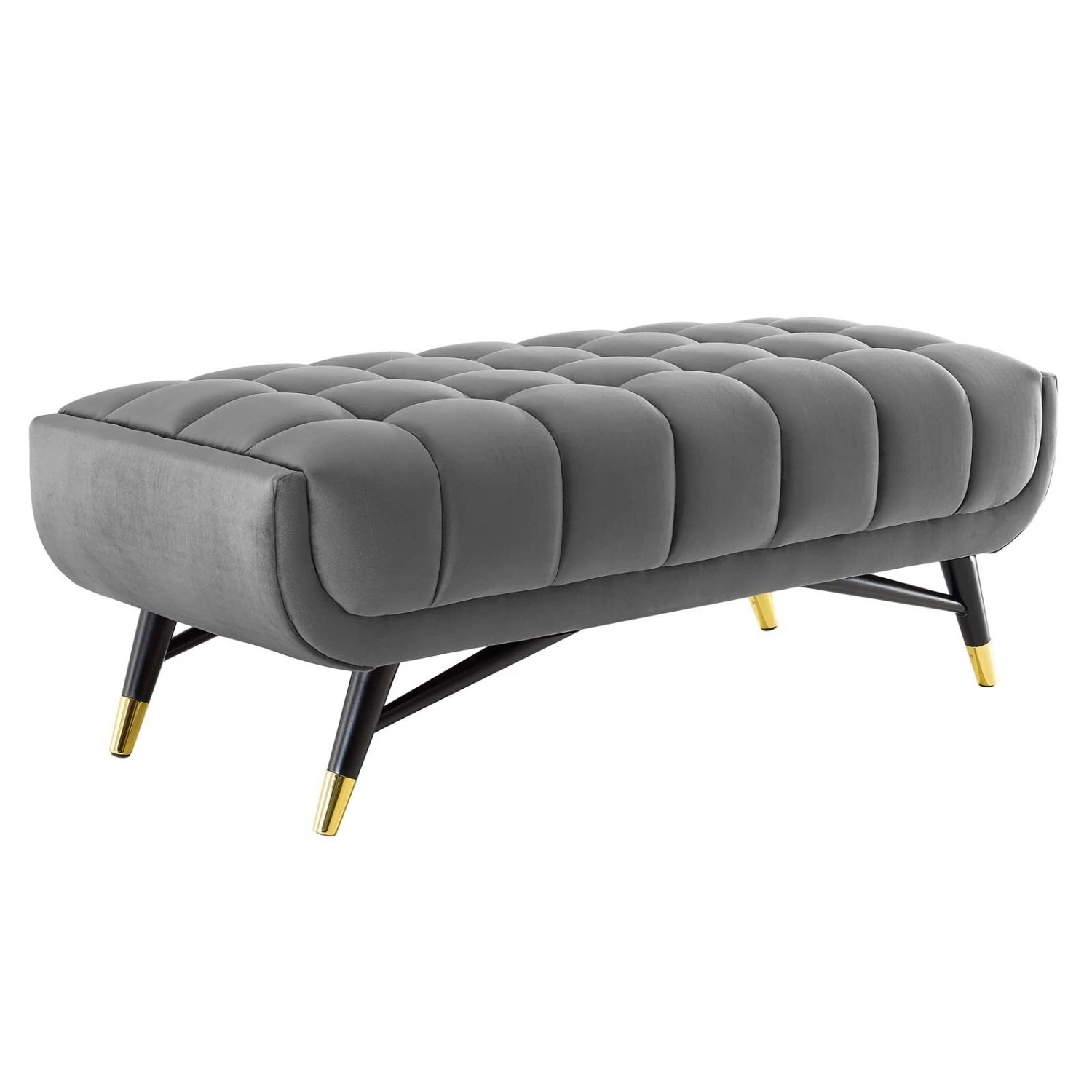 Other 47.5" Bench In Gray Velvet Polyester Upholstery - Image 6