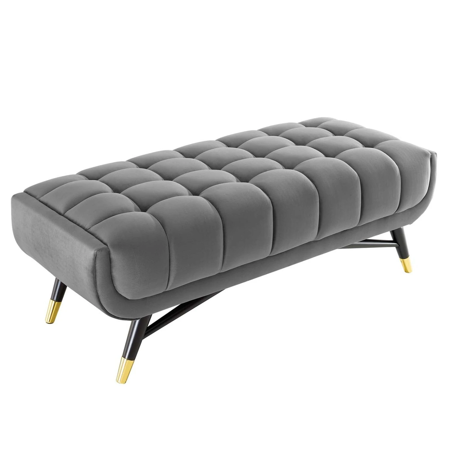 Other 47.5" Bench In Gray Velvet Polyester Upholstery - Image 8