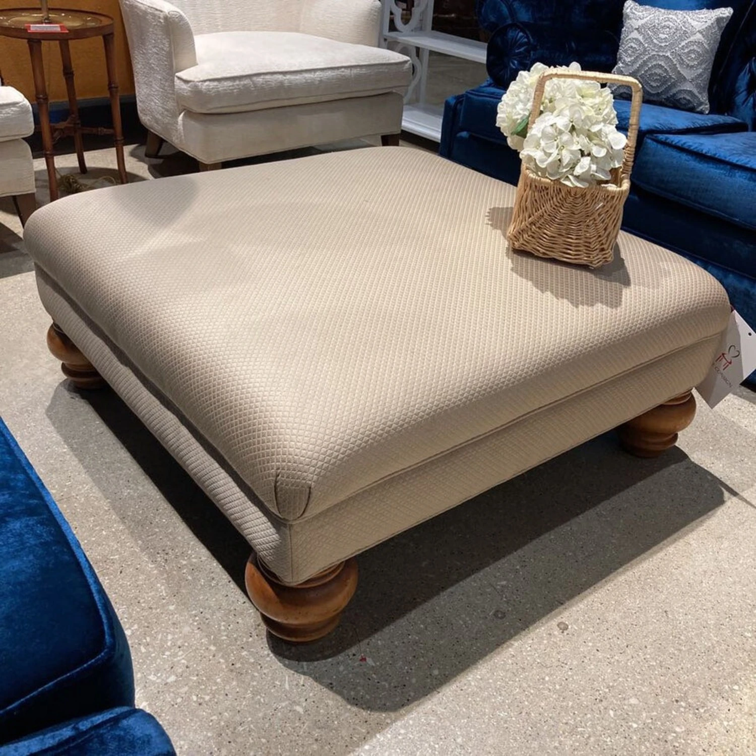 Other Square Upholstered Ottomans Beige - Image 4