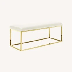 Other Modern Bench In Ivory Fabric & Gold Steel Base