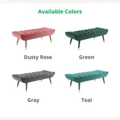 Other Modern Bench In Teal Channel Tufted Velvet Finish