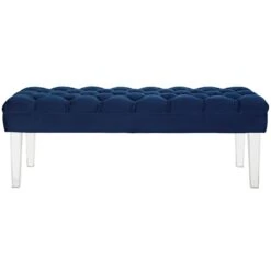 Other Bench In Navy Performance Velvet Fabric Upholstery