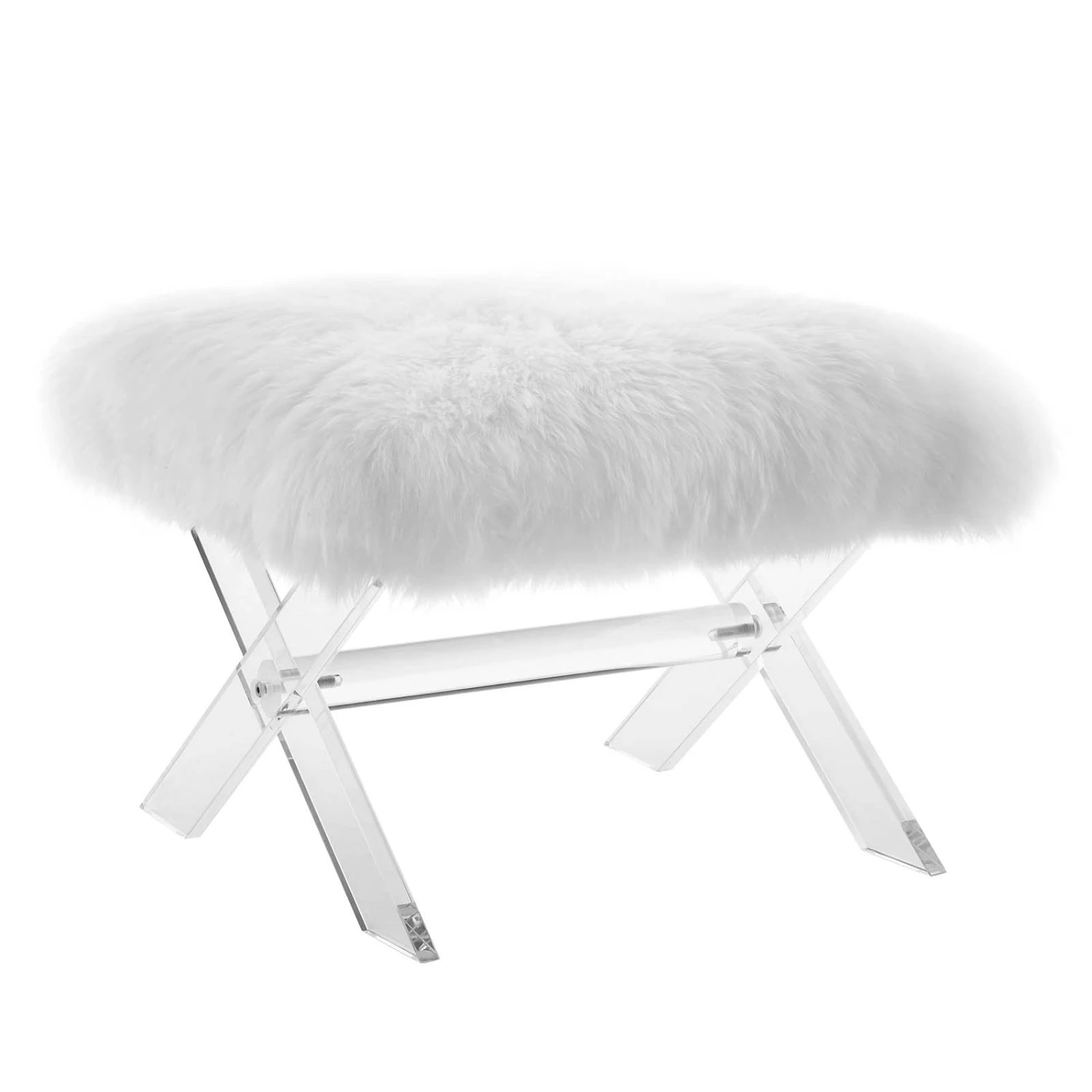 Other Bench In White Sheepskin & Clear Acrylic Base - Image 3