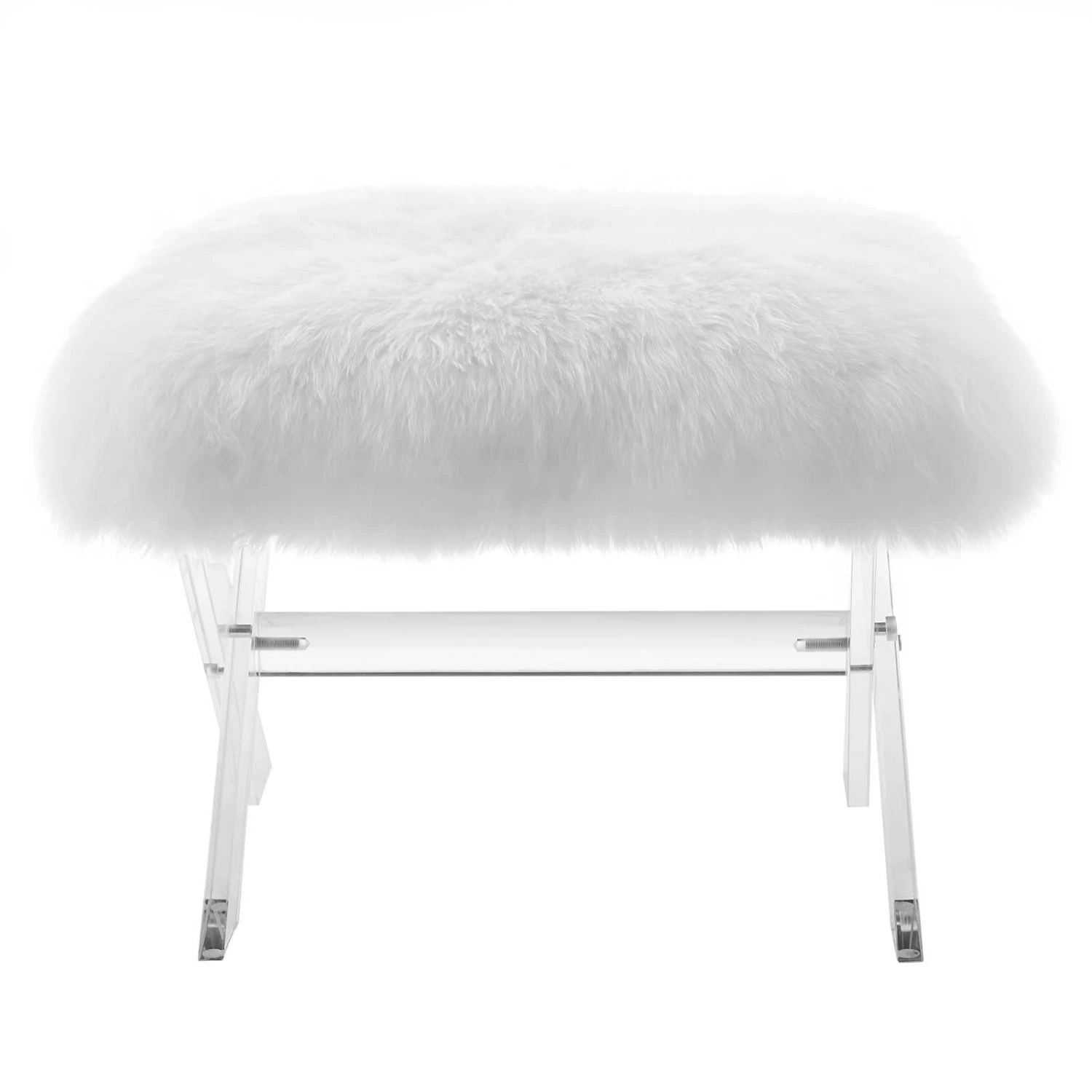 Other Bench In White Sheepskin & Clear Acrylic Base - Image 6