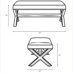 Other Bench In Navy Velvet W/ X-Base Frame