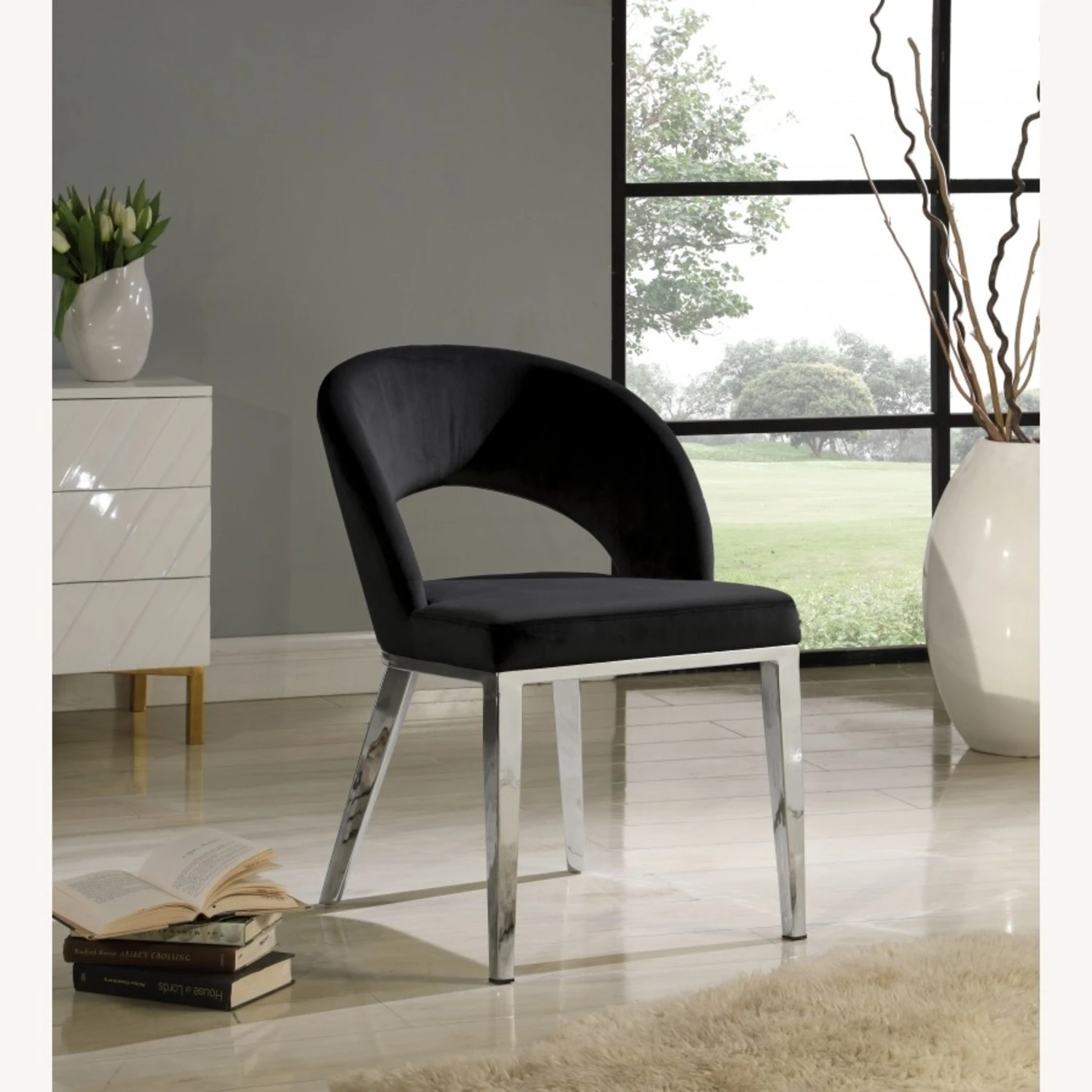 Other Dining Chair In Black Velvet W/ Rounded Back - Image 6