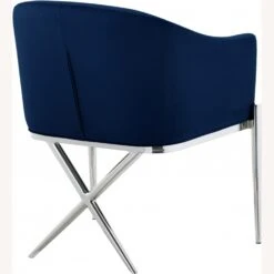 Other Dining Chair In Navy Velvet & Chrome Steel Legs