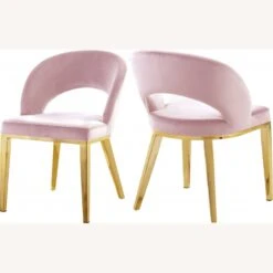 Other Dining Chair In Pink Velvet W/ Gold Legs