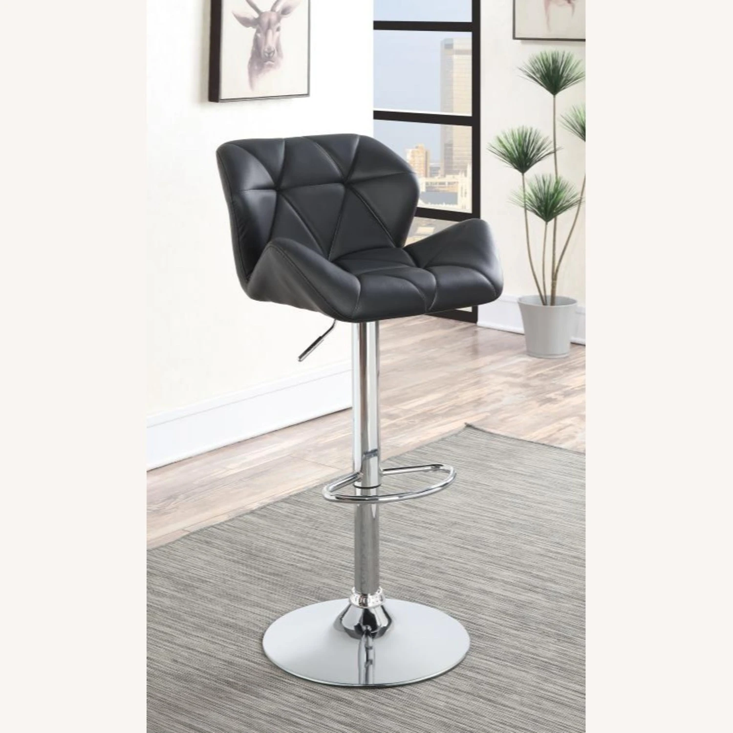 Other Adjustable Bar Stool In Black Faux Leather Finish - Image 2
