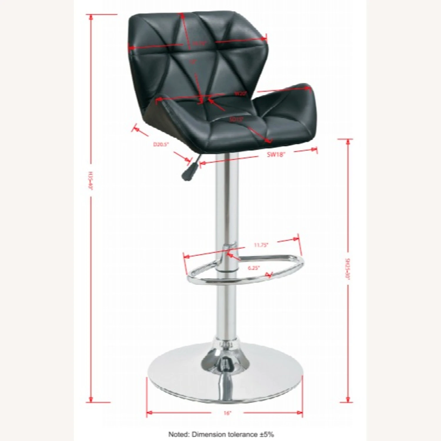 Other Adjustable Bar Stool In Black Faux Leather Finish - Image 3