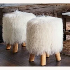 Pottery Barn Mongolian Faux Fur Stool