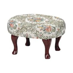 Other Accent Stool In Beige & Green Patterned Upholstery