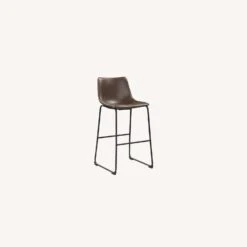 Other Bar Stool Bucket Style In 2-Tone Brown Leather