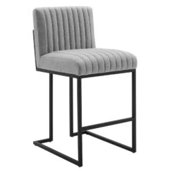 Other Counter Stool In Light Gray Soft Polyester Fabric