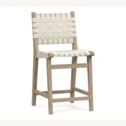Pottery Barn Fenton Woven Leather Counter Stool