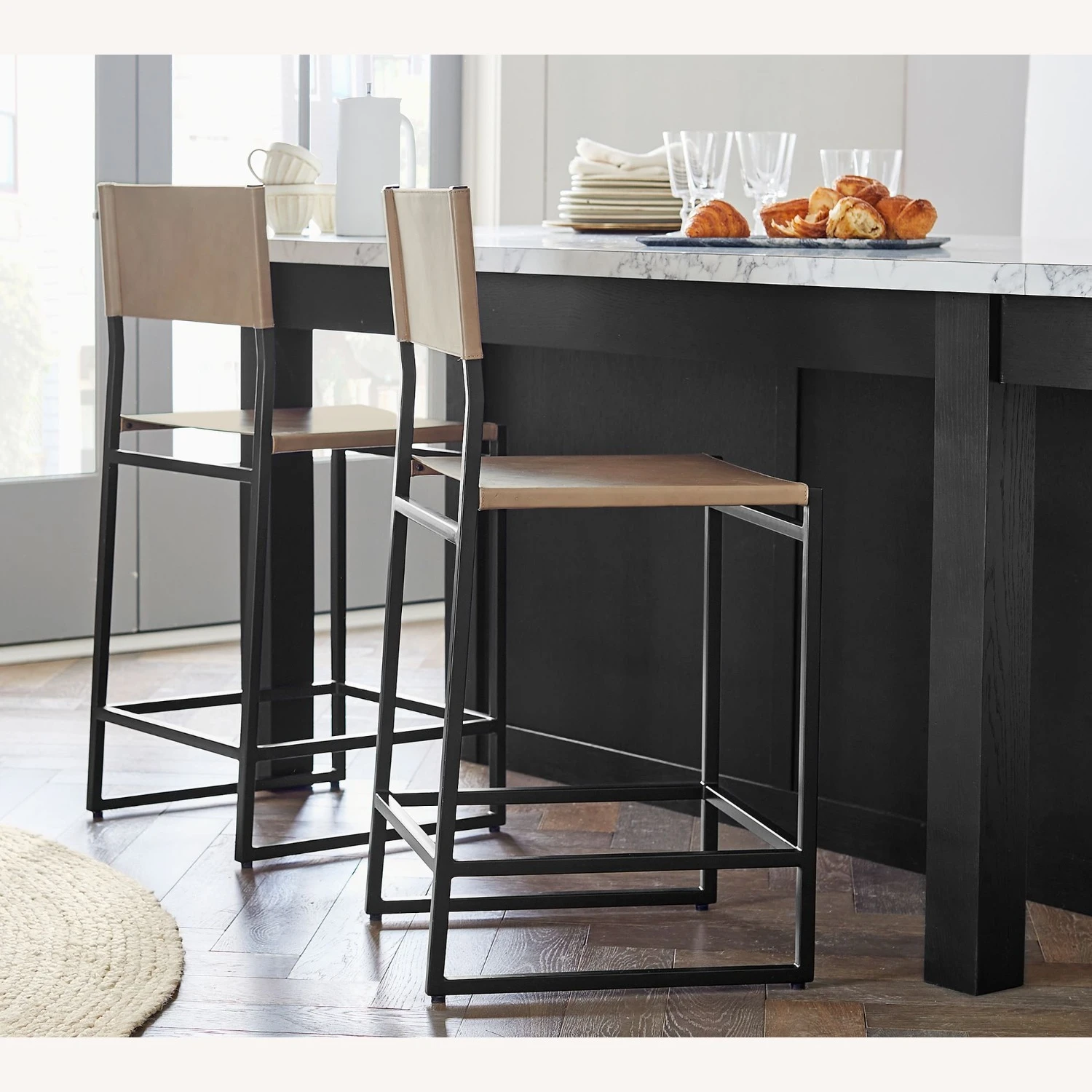 Pottery Barn Hardy Leather Counter Stool, Bronze - Image 3