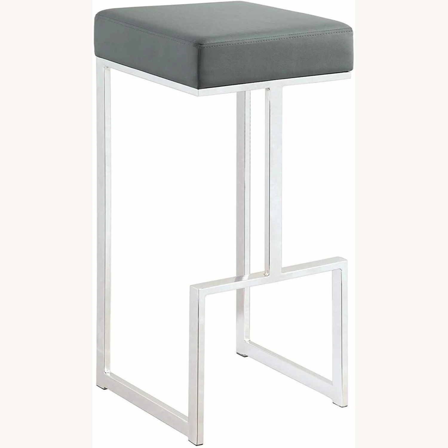 Other Bar Stool In Grey Faux Leather & Chrome Base