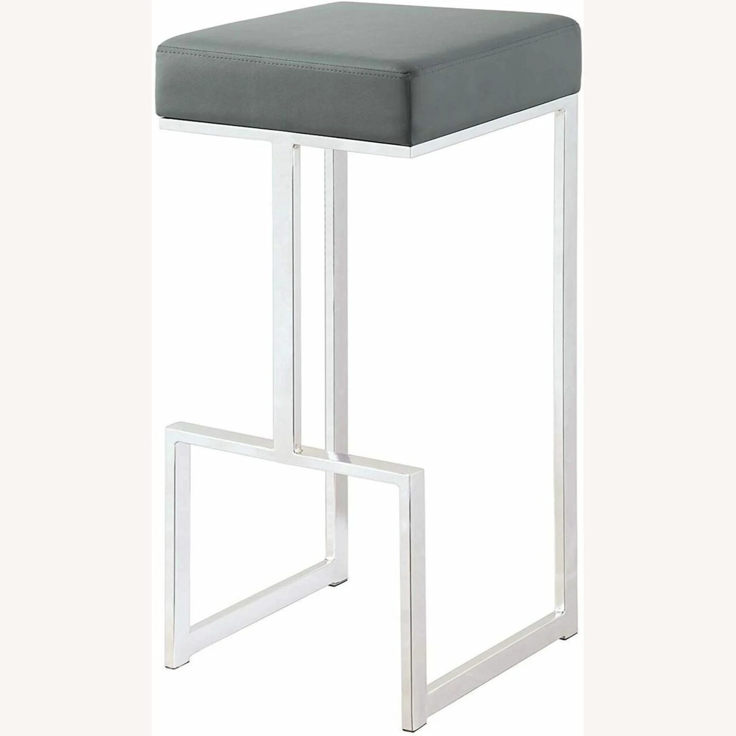 Other Bar Stool In Grey Faux Leather & Chrome Base - Image 3