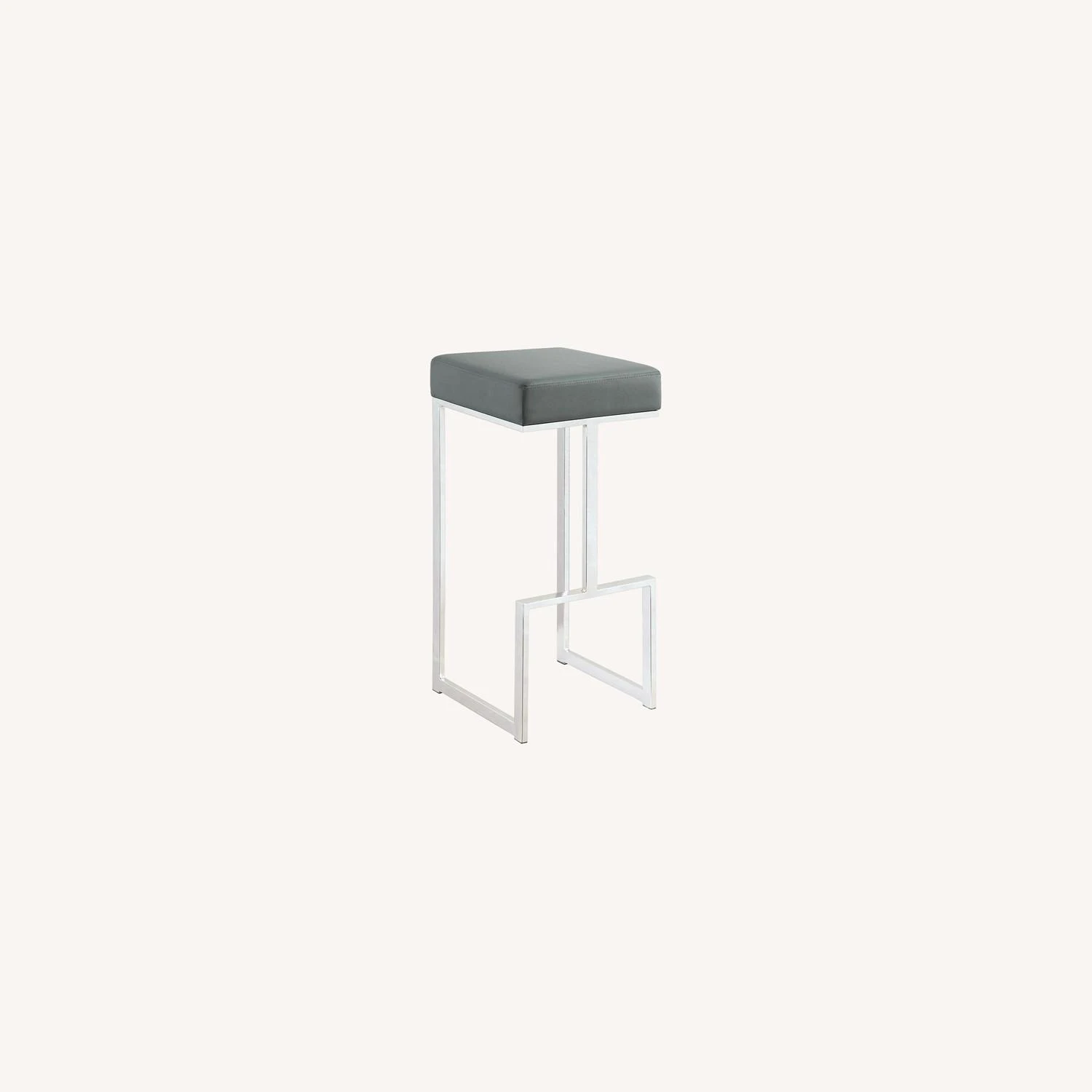 Other Bar Stool In Grey Faux Leather & Chrome Base - Image 4