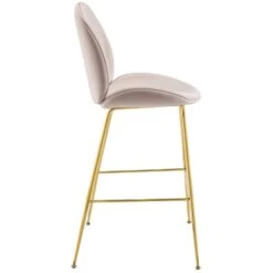 Other Bar Stool In Pink Velvet Performance With Gold Frame