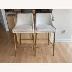 Joss & Main White Velvet And Gold Bar Stools