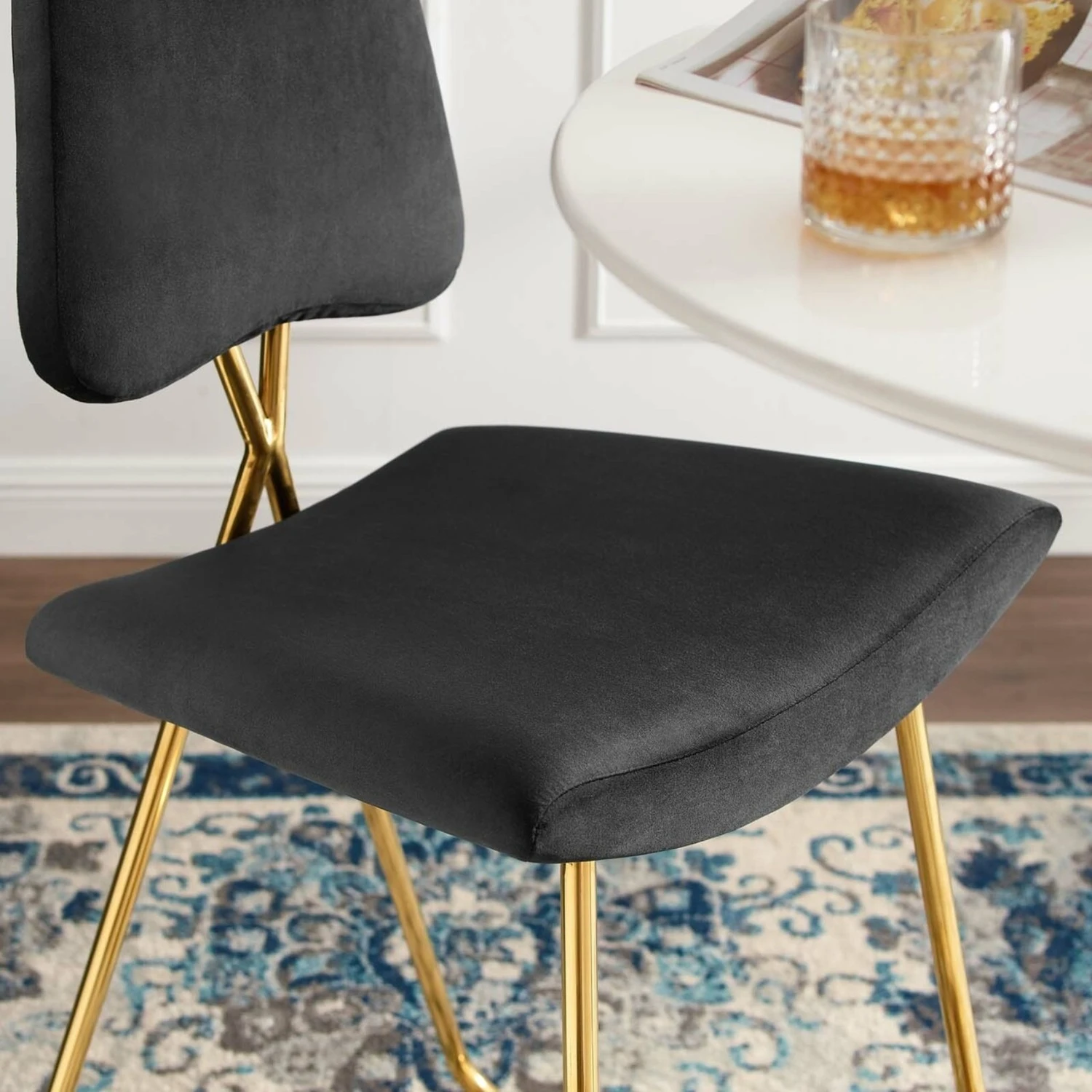 Other Bar Stool In Black Velvet & Gold Steel Tripod Base - Image 10