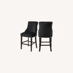 Other Counter Stool In Black Velvet W/Espresso Wood Legs