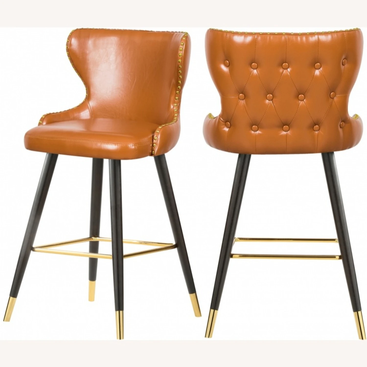 Other Bar Stool In Cognac Faux Leather & Espresso Legs - Image 3