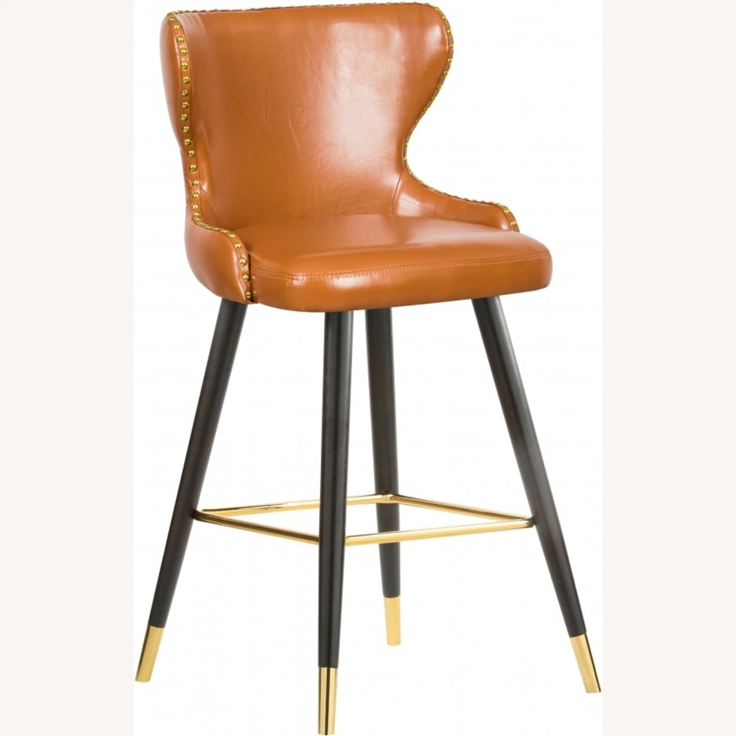 Other Bar Stool In Cognac Faux Leather & Espresso Legs - Image 4