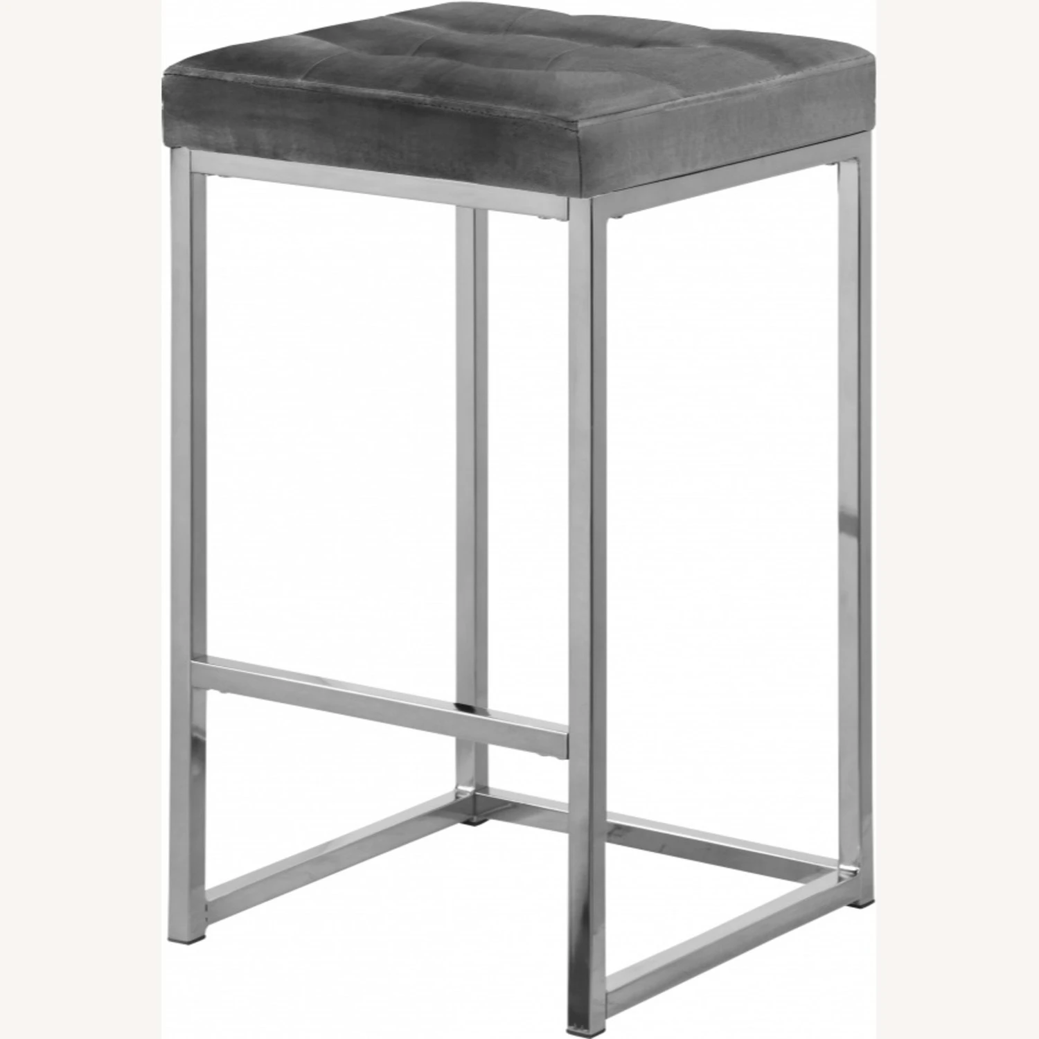 Other Counter Stool In Grey Velvet W/ Tufted Seat