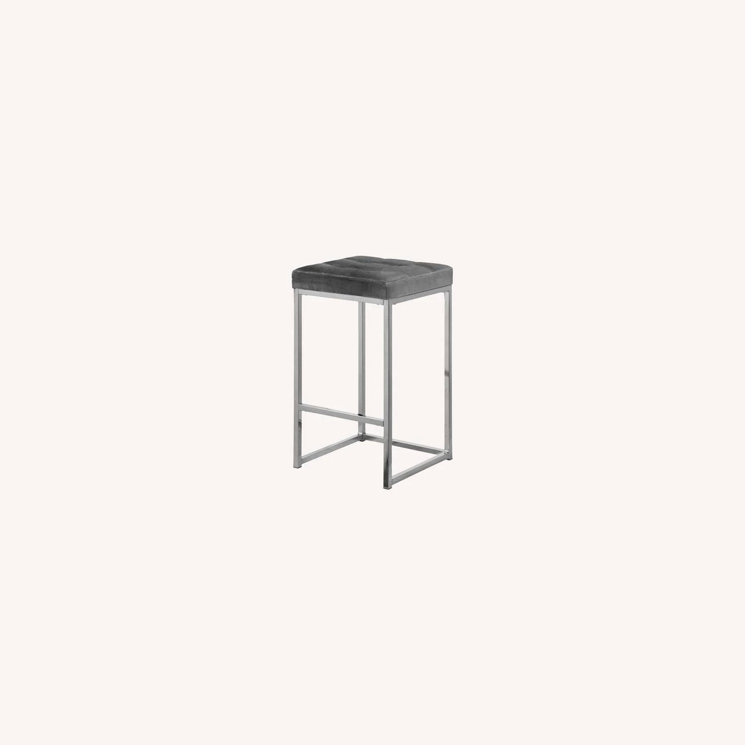 Other Counter Stool In Grey Velvet W/ Tufted Seat - Image 5