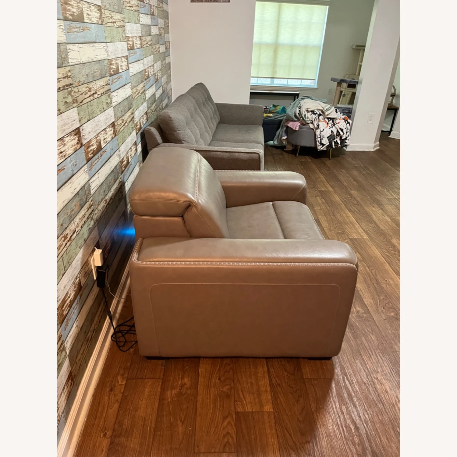 Ashley Furniture Beige Leather Power Recliner - Image 6