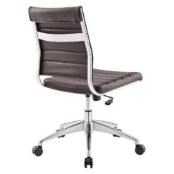 Other Armless Office Chair In Ribbed Vinyl Brown Finish