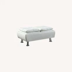 Other Ottoman In White Faux Leather W/ Storage