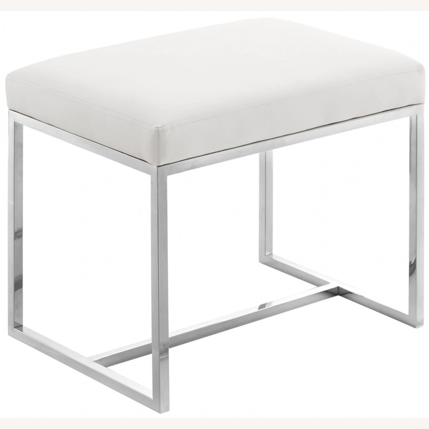 Other Ottoman In White Faux Leather & Chrome Base - Image 4