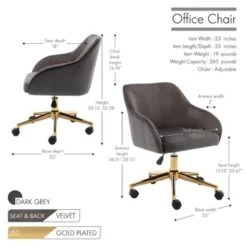 Velvet Grey And Gold Chair