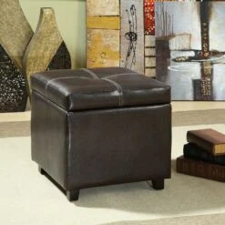 Other Storage Ottoman In Espresso Vinyl Upholstery