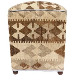 Modern Chaffin Handmade Kilim Upholstered Ottoman