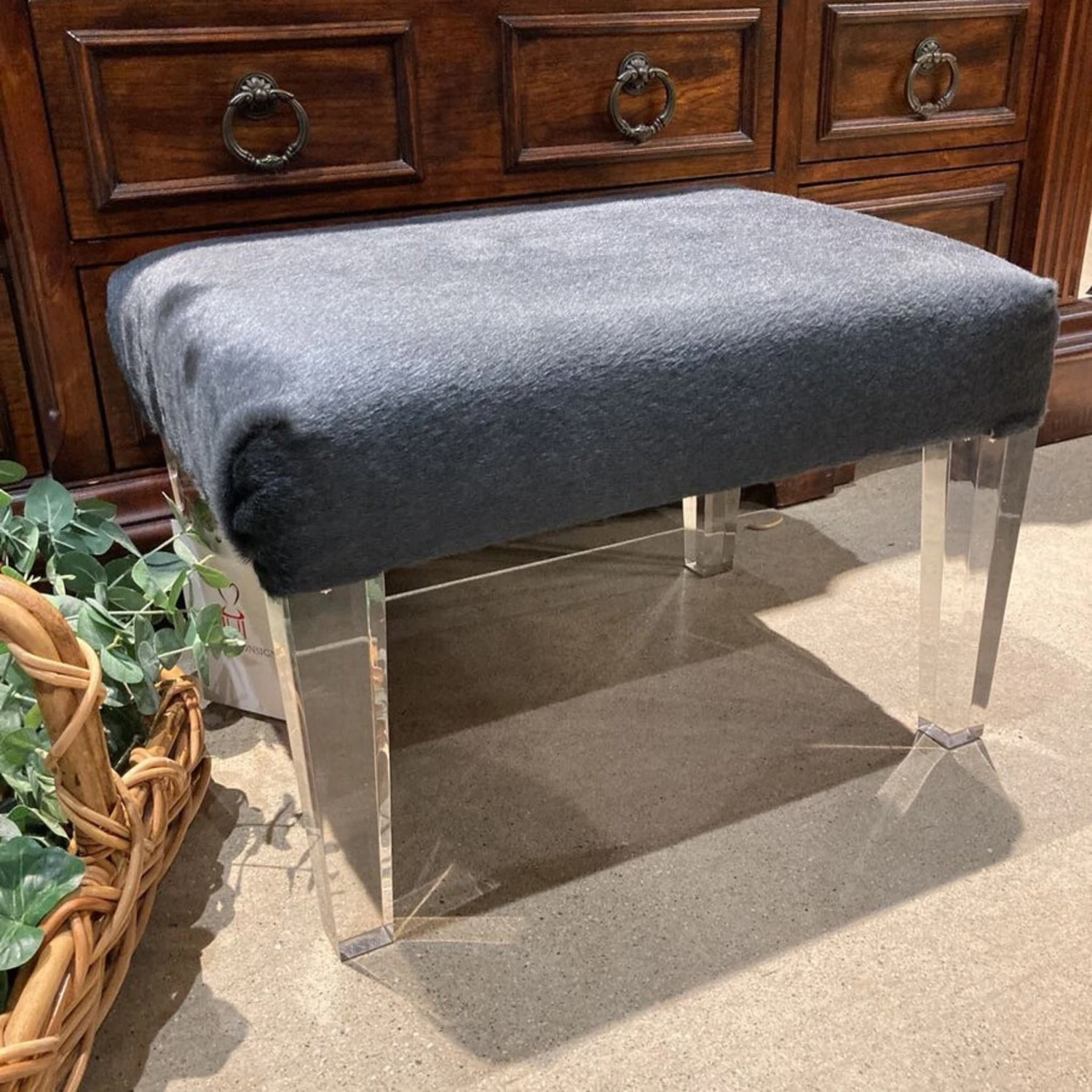 Cowhide And Acrylic Footstool Ottomans